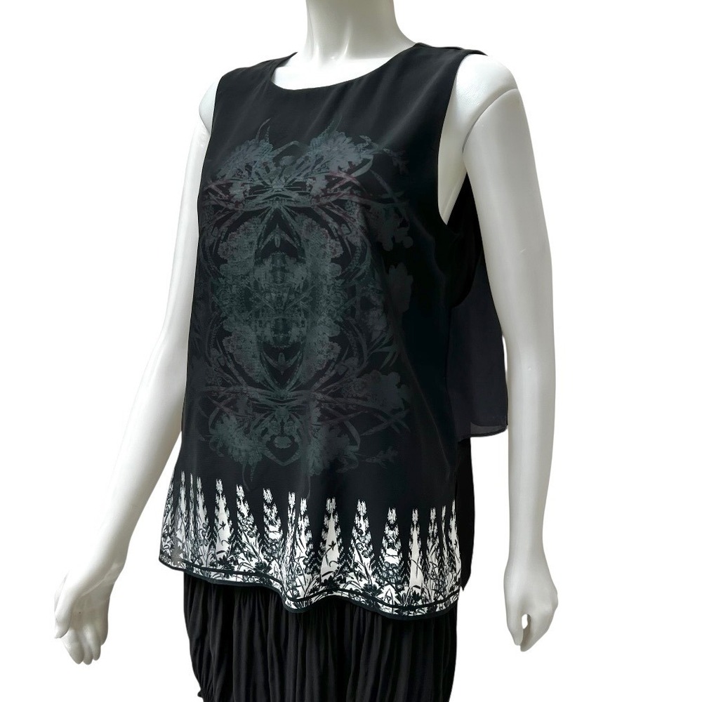 Kenneth Cole NY Black Layered Chiffon Top Small Office Siren Dark Fairy Capsule - Picture 14 of 17
